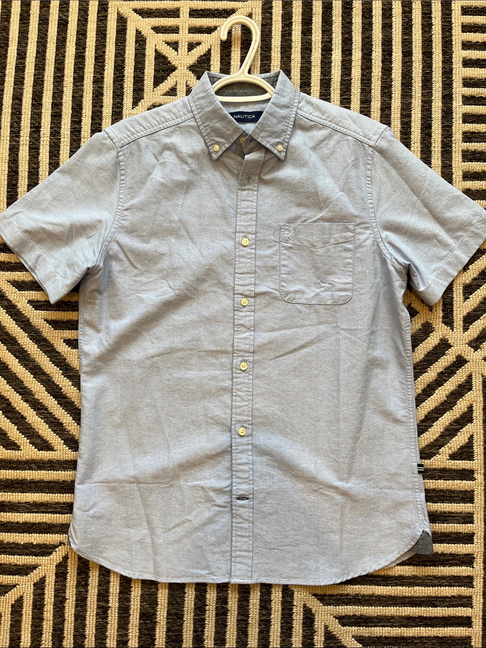 Nautica Short-Sleeve Button-Down Shirt in Light Denim Blue {NWOT}